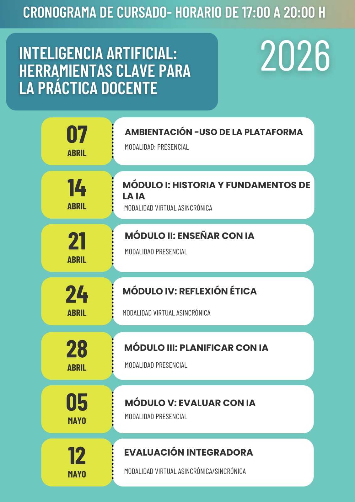 Cronograma del curso de IA