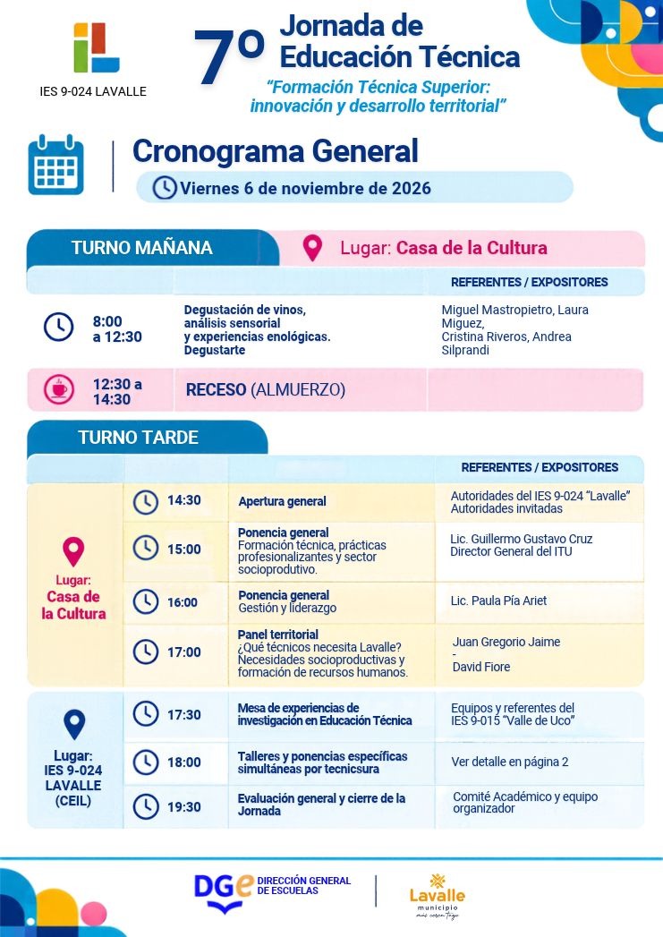 Flyer del cronograma general. El detalle está en la sección Cronograma de esta página.